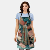 Elegante Hanbok-vrouw in roze lotustuin Schort (Gedragen)
