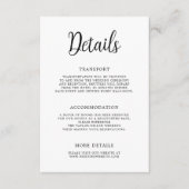 Elegante hand belettering zwart wit bruiloft detai informatiekaartje (Voorkant)