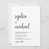 Elegante hand belettering zwart wit bruiloft kaart (Voorkant)