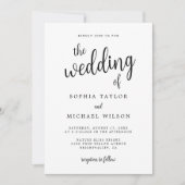 Elegante hand belettering zwart wit bruiloft kaart (Voorkant)