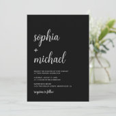 Elegante hand belettering zwart wit bruiloft kaart (Staand voorkant)