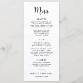 Elegante hand belettering zwart wit bruiloft menu (Voorkant)
