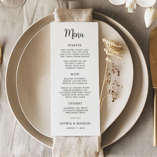 Elegante hand belettering zwart wit bruiloft menu