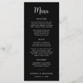 Elegante hand belettering zwart wit bruiloft menu (Voorkant)