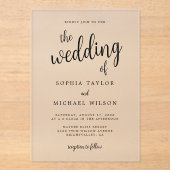 Elegante hand belettering zwarte bruiloft acryl uitnodigingen (Voorkant)