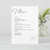 Elegante Hand Geletterde Trouwmenu Kaart (Staand voorkant)