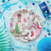 Elegante hand geschilderd Kerstmis Sprookje Papieren Bordje (Feest)