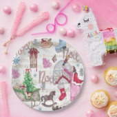 Elegante hand geschilderd Kerstmis Sprookje Papieren Bordje (Feest)