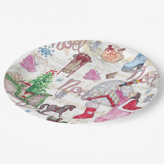 Elegante hand geschilderd Kerstmis Sprookje Papieren Bordje (Gekanteld)