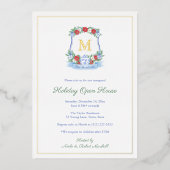 Elegante hand geschilderde Feestdagen Open House P Folie Uitnodiging (Voorkant)