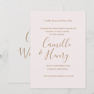 Elegante Hand-Geschreven Licht Roze moderne bruilo Kaart