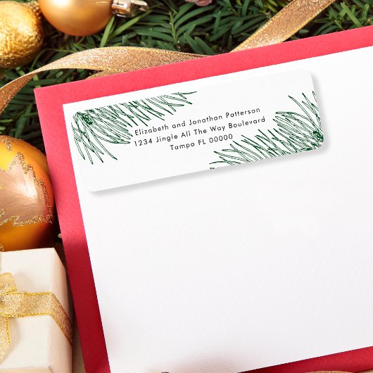 Elegante hand getekend groen minimalistische kerst etiket
