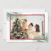 Elegante hand getekend groen minimalistische kerst feestdagenkaart (Voorkant)