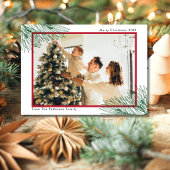 Elegante hand getekend groen minimalistische kerst feestdagenkaart