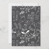 Elegante hand getekend monochroom grijs vakantie p kaart (Achterkant)