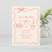 Elegante  hand getekend Save the date Feestdagenkaart (Staand voorkant)