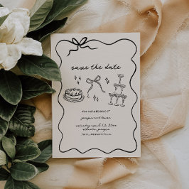 Elegante  hand getekend Save the date Feestdagenkaart