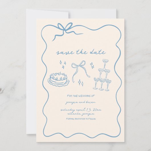 Elegante  hand getekend Save the date Feestdagenkaart (Voorkant)