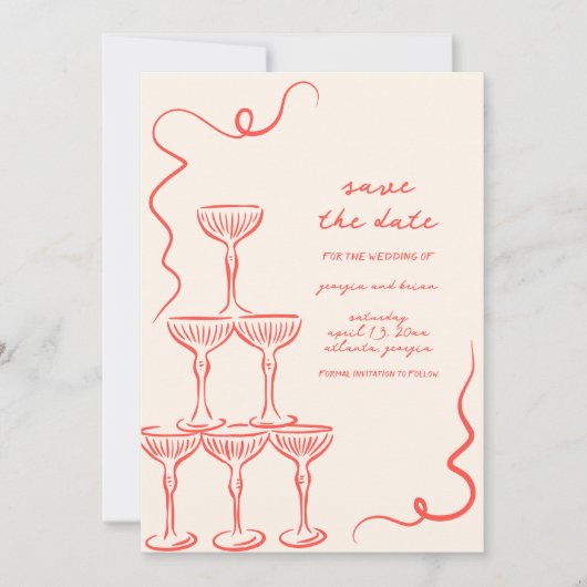 Elegante  hand getekend Save the date Kaart (Voorkant)