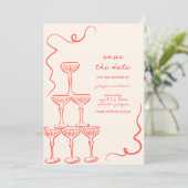 Elegante  hand getekend Save the date Kaart (Staand voorkant)