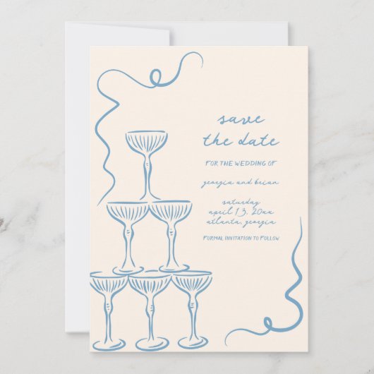 Elegante  hand getekend Save the date Kaart (Voorkant)