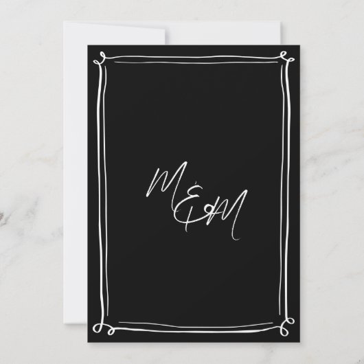 Elegante hand getekende illustraties Doodles bruil Save The Date (Achterkant)