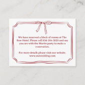 Elegante hand-getekende strik Crimson Red Wedding  Informatiekaartje (Voorkant)