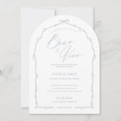 Elegante Hand Getrokken Blauwe Boog & Lint Boog Hu Kaart (Voorkant)