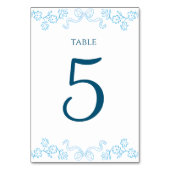 Elegante Hand-getrokken Bloemen & Boog Blauw Huwel Kaart (Voorkant)