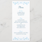 Elegante Hand-getrokken Bloemen & Boog Blauw Huwel Menu (Voorkant)