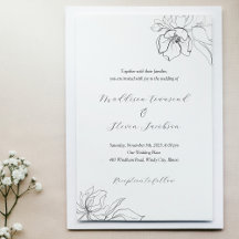 Elegante Hand Getrokken Bloemen Huwelijksuitnodigi