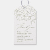 Elegante hand getrokken bloemensalie groen dank u cadeaulabel (Voorkant)