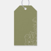 Elegante hand getrokken bloemensalie groen dank u cadeaulabel (Achterkant)