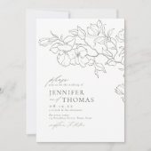 Elegante hand getrokken bloemensalie groene bruilo kaart (Voorkant)