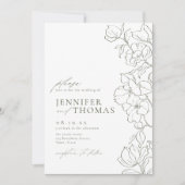 Elegante hand getrokken bloemensalie groene bruilo kaart (Voorkant)