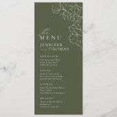 Elegante hand getrokken bloemensalie groene bruilo menu (Voorkant)