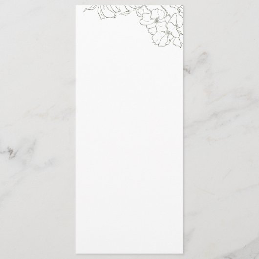 Elegante hand getrokken bloemensalie groene bruilo menu (Achterkant)