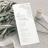 Elegante hand getrokken bloemensalie groene bruilo menu