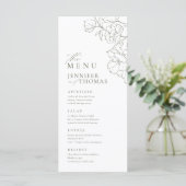 Elegante hand getrokken bloemensalie groene bruilo menu (Staand voorkant)