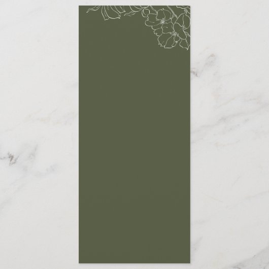 Elegante hand getrokken bloemensalie groene bruilo menu (Achterkant)