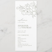 Elegante hand getrokken bloemensalie groene bruilo programmakaart (Voorkant)