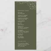 Elegante hand getrokken bloemensalie groene bruilo programmakaart (Achterkant)