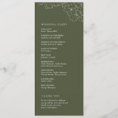 Elegante hand getrokken bloemensalie groene bruilo programmakaart (Achterkant)