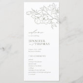 Elegante hand getrokken bloemensalie groene bruilo programmakaart (Voorkant)