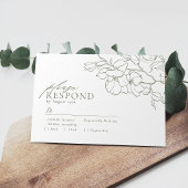 Elegante hand getrokken bloemensalie groene bruilo RSVP kaartje