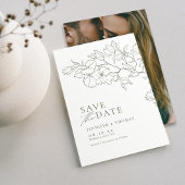 Elegante hand getrokken bloemensalie groene bruilo save the date