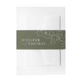 Elegante hand getrokken bloemensalie groene bruilo uitnodigingen wikkel (Voorkant Voorbeeld)