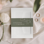 Elegante hand getrokken bloemensalie groene bruilo uitnodigingen wikkel