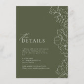 Elegante hand getrokken bloemensalie groene detail informatiekaartje (Voorkant)