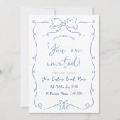 Elegante Hand Getrokken Bogen Blauw Business Event Kaart (Voorkant)